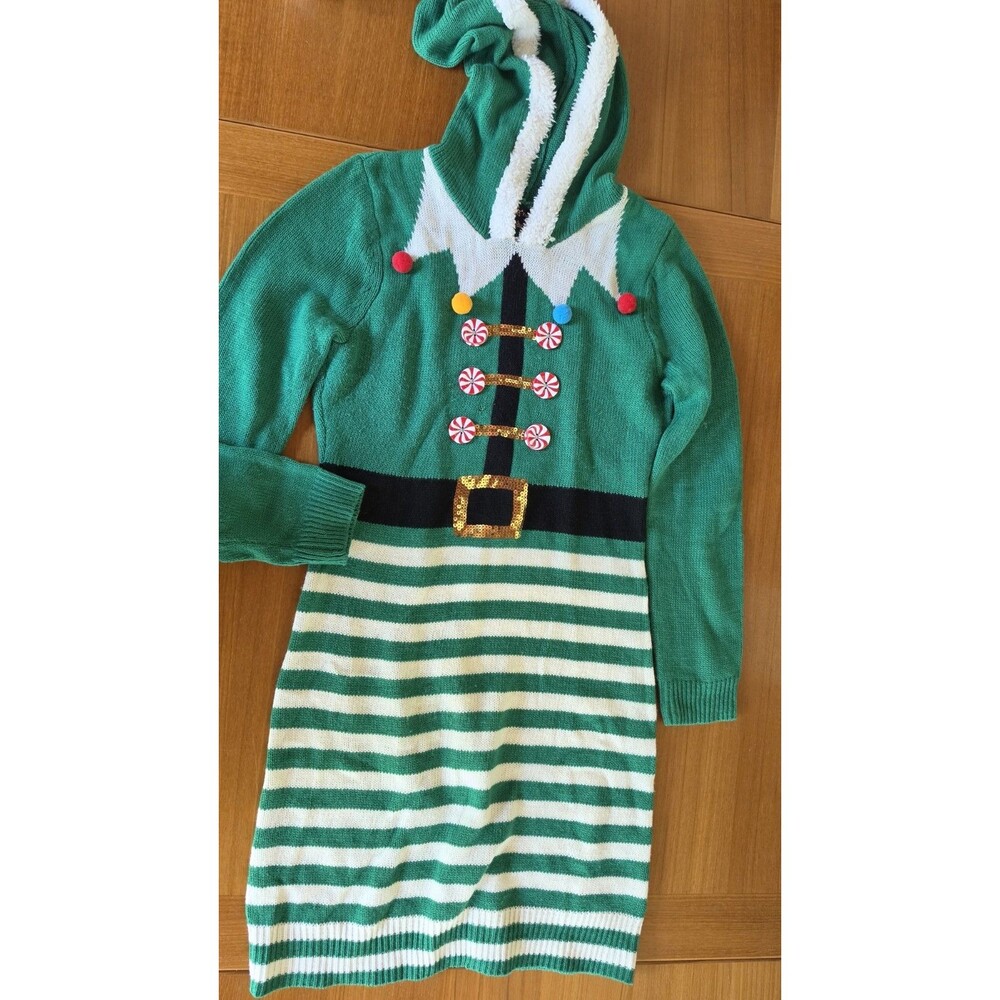 Almost Famous Knitted Elf Dress Size L READ Description